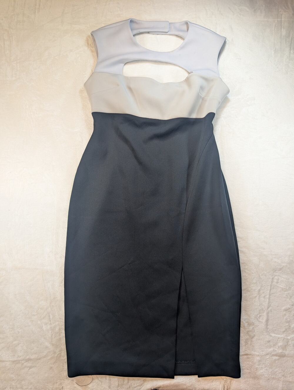 Calvin Klein Colorblock Sheath Dress Womens 8 Cutout Midi Career Cocktail